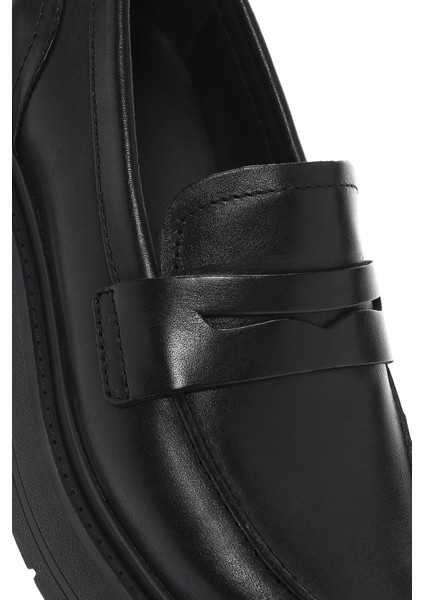 Kadın Siyah Spherica Deri Maskülen Loafer D36VDI00043C9999