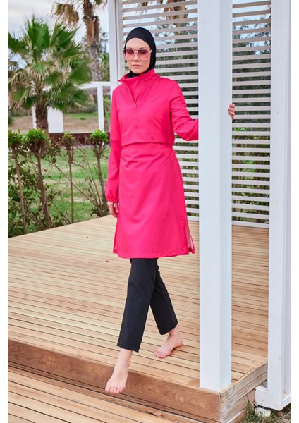 Paraşüt Kumaş Pembe Tam Kapalı Tesettür Mayo M2408 fiyatları