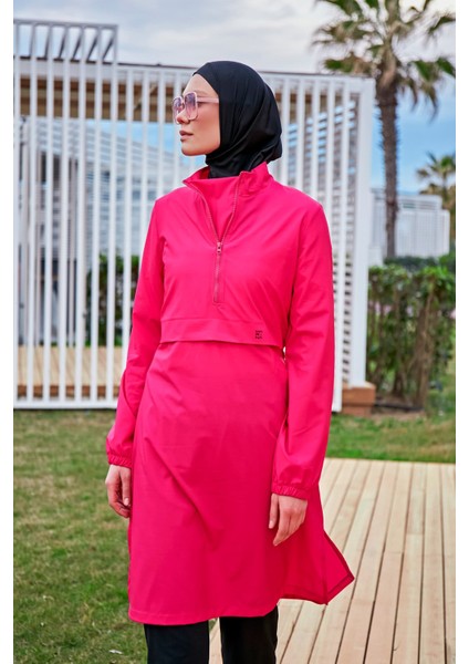 Paraşüt Kumaş Pembe Tam Kapalı Tesettür Mayo M2408 modelleri