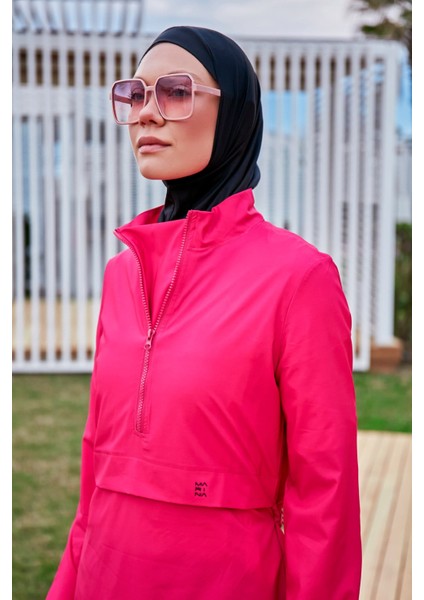 Paraşüt Kumaş Pembe Tam Kapalı Tesettür Mayo M2408 indirimleri