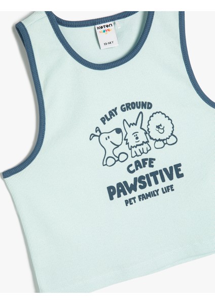 Crop Atlet Bisiklet Yaka Köpek Baskılı Ribanalı Pamuklu modelleri