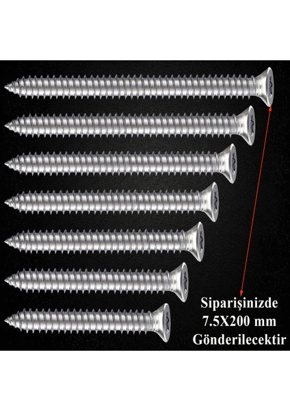 Buldex Vida 7.5X200 mm 50 Adet Sivri Uçlu Dübelsiz Beton Vidası Tork Duvar Vidası Buldeks fırsatları