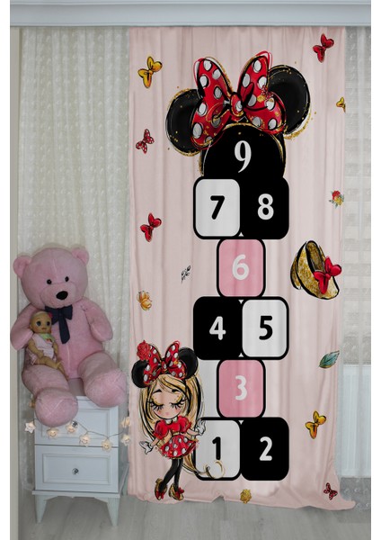 Modalive Home Minnie Mouse Seksekli Çocuk Odası Fon Perde