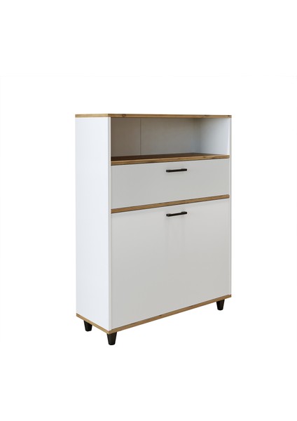 Çamaşır Sepetli Banyo Dolabı, Çok Amaçlı Çekmeceli Dolap 90 cm