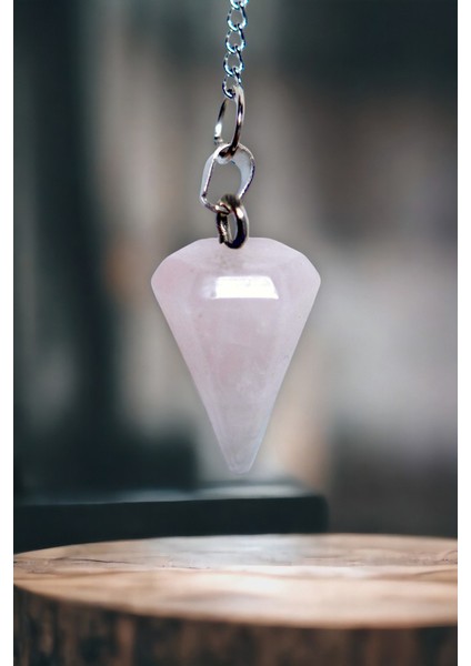 Pembe Kuvars Doğal Taş Pandül Sarkaç