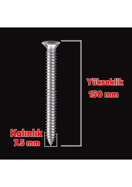 Buldex Vida 7.5X150 mm 50 Adet Sivri Uçlu Dübelsiz Beton Vidası Tork Duvar Vidası Buldeks fiyatları