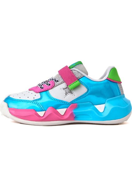 Pink Kız Trend Renkli Tabanlı Cırt Cırtlı Çocuk Sneaker