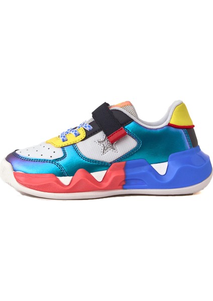 Siyah Kız Trend Renkli Tabanlı Cırt Cırtlı Çocuk Sneaker