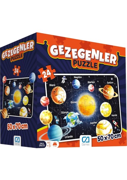 Gezegenler 24 Parça 50X70CM Çocuk Yer-Zemin Puzzle Yapboz Serisi