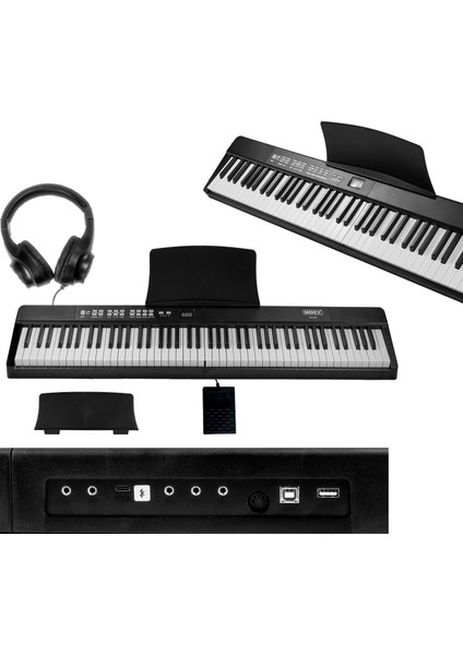 PLX-80BK-H Taşınabilir Katlanır Dijital Piyano Tuş Hassasiyetli 88 Tuş BT (Sustain Kulaklık Çanta Metod)