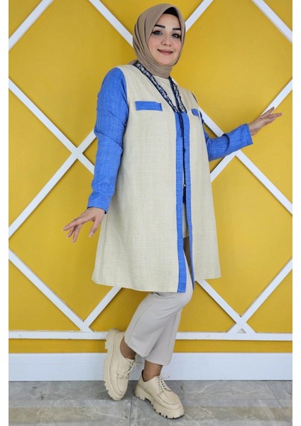 Kadın Yakası Taş Detaylı Kimono Tesettür Takım modelleri