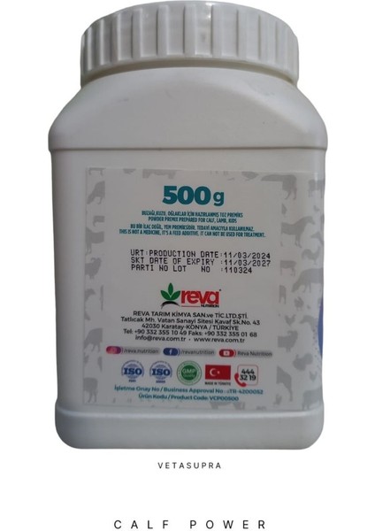 Vetasupra Calf Power Küçükbaş Için Hayvan Yem Katkısı - 3 kg Kova -500 gr Şişe