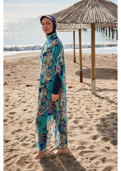 Çiçekli Renkli Pareo Kaftan P2418