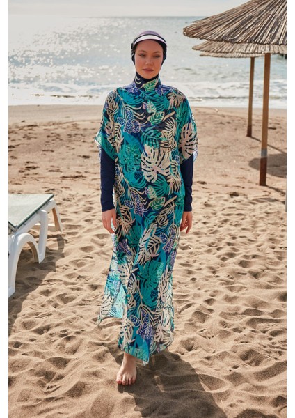 Çiçekli Renkli Pareo Kaftan P2418