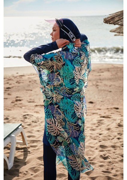 Çiçekli Renkli Pareo Kaftan P2418