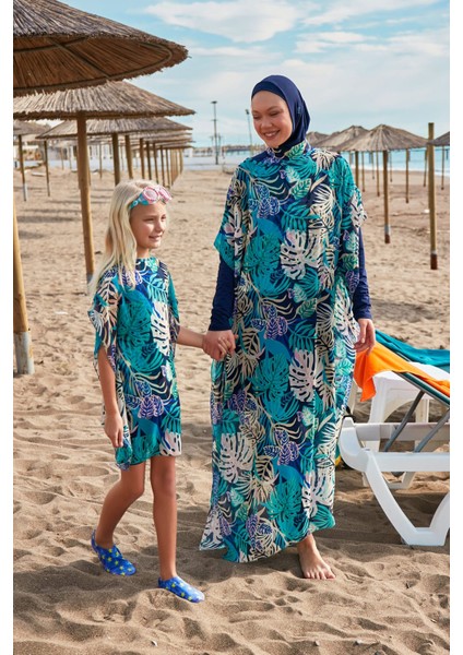Çiçekli Renkli Pareo Kaftan P2418