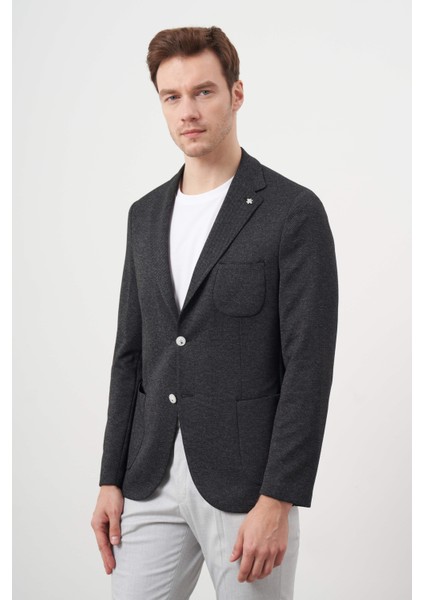 Erkek Siyah Örme Slim Fit Torba Cep Mono Yaka Spor Ceket fiyatları