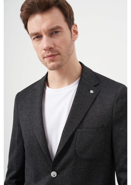 Erkek Siyah Örme Slim Fit Torba Cep Mono Yaka Spor Ceket modelleri