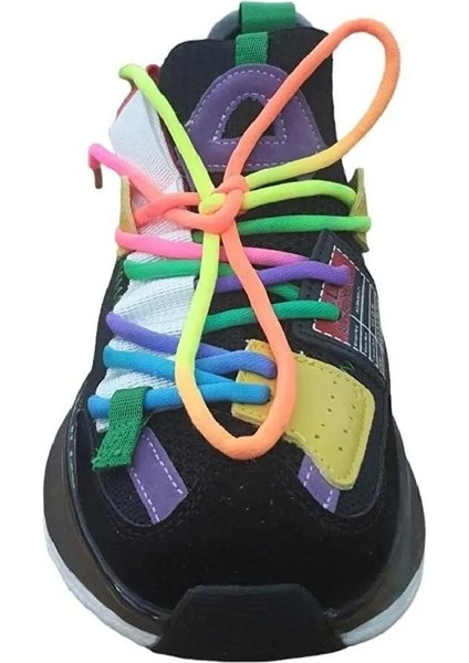 24Y433-5 Yüksek Taban Kadın Siyah Beyaz Şık Günlük Spor Ayakkabı modelleri