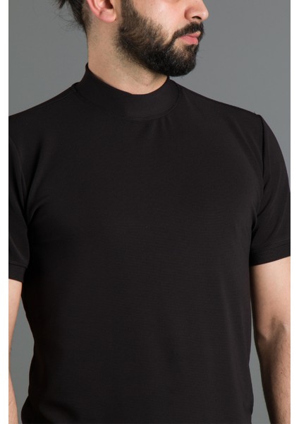 Erkek Siyah Yarım Boğazlı Soft T-Shirt fiyatları