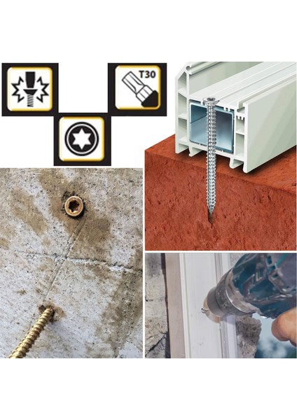 Buldex Vida 7.5X60 mm 50 Adet Sivri Uçlu Dübelsiz Beton Vidası Tork Duvar Vidası Buldeks modelleri