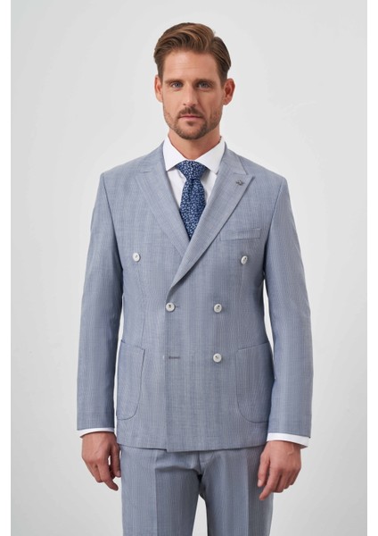 Erkek Lacivert Poliviskon Trend Kruvaze Slim Fit Sivri Yaka Takım Elbise modelleri