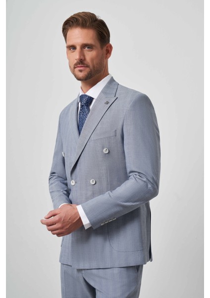 Erkek Lacivert Poliviskon Trend Kruvaze Slim Fit Sivri Yaka Takım Elbise fırsatları