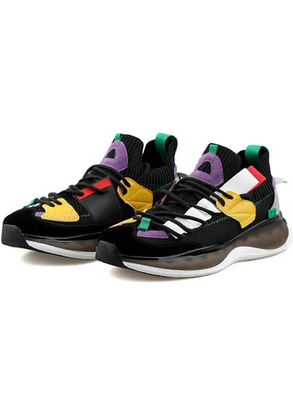 Erkek Günlük 24Y500-7 Şık Yüksek Taban Siyah Beyaz Sneaker Ayakkabı modelleri