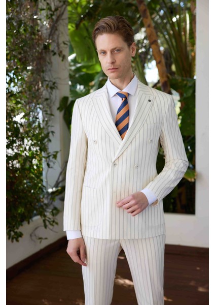 Erkek Beyaz Poliviskon Trend Kruvaze Slim Fit Sivri Yaka Takım Elbise fiyatları