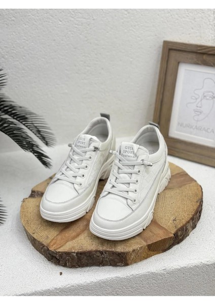 Kadın Sneaker Günlük 24Y314 Yüksek Taban Beyaz Gizli Topuk Spor Ayakkabı