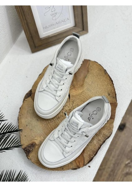 Kadın Sneaker Günlük 24Y314 Yüksek Taban Beyaz Gizli Topuk Spor Ayakkabı