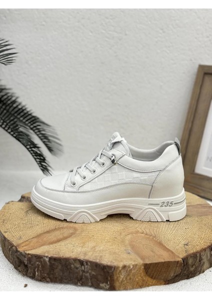 Kadın Sneaker Günlük 24Y314 Yüksek Taban Beyaz Gizli Topuk Spor Ayakkabı