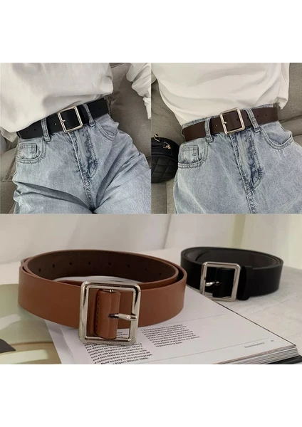 Brand & Belt Gümüş  Tokalı 2.li Kemer Modeli