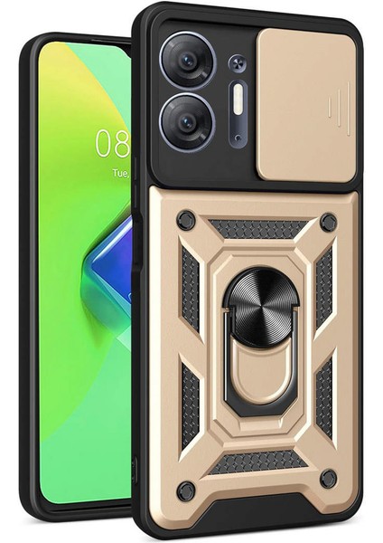 Infinix Hot 30 5g Kılıf Pars Lens Yüzüklü Silikon - Gold