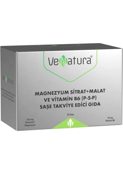 Magnezyum Sitrat+Malat ve Vitamin B6 (P-5-P) 30 Saşe