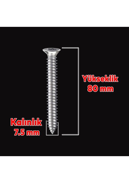 Buldex Vida 7.5X80 mm 50 Adet Sivri Uçlu Dübelsiz Beton Vidası Tork Duvar Vidası Buldeks fiyatları