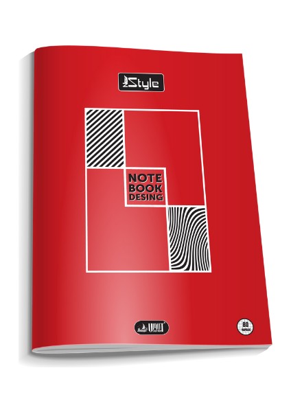 A4 Boy Plastik Kapak 60 Yaprak Kareli Defter Kenarı Kırmızı Çizgili 1 Adet Newstyle