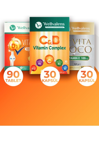 Güzellik Paketi 3 (C & B Vitamin Kompleksi, E-Vita Toco, D3 Vitamini 1000ıu)