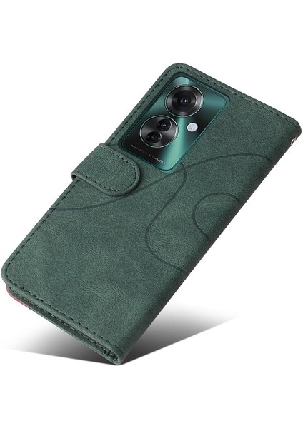 Kart Yuvası Standı ile Oppo Oppo 11F 5g Iki Renkli Dikiş Için Flip Case (Yurt Dışından) modelleri