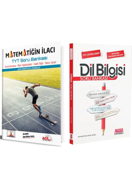 Acil Yayınları TYT Matematiğin İlacı ve Ankara Kitap Merkezi Yayınları Dil Bilgisi Soru Bankası Seti 2 Kitap