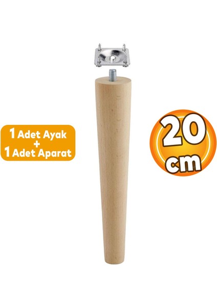 Ahşap (20 CM) Sehpa Puf Konsol Tv Ünitesi Ayağı Ayakları M8 Civatalı Bağlantı Aparatlı