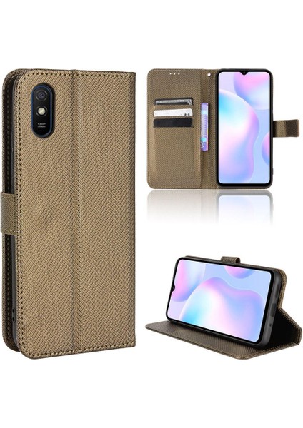 Xiaomi Redmi 9A Için Kılıf Kapak Manyetik Cüzdan Kickstand Kart Tutucu (Yurt Dışından)