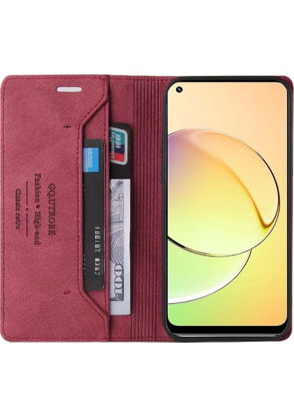 Realme 10 Kickstand Iki Kart Yuvaları Premium Deri Premium Için Kılıf (Yurt Dışından)