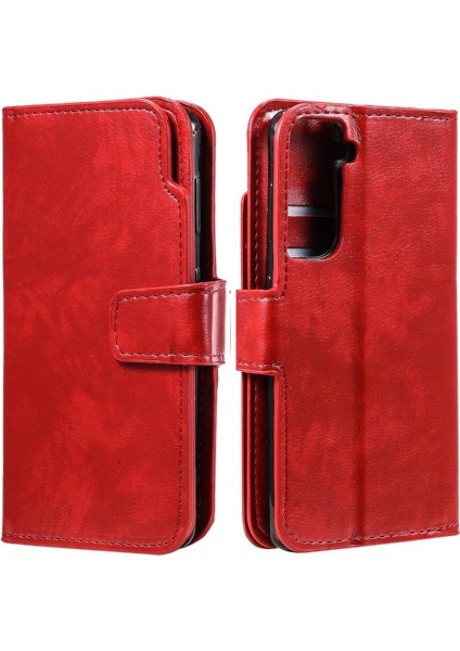 Samsung Galaxy S21 Kickstand Manyetik 9 Kart Yuvaları Pu Deri Kılıf (Yurt Dışından)