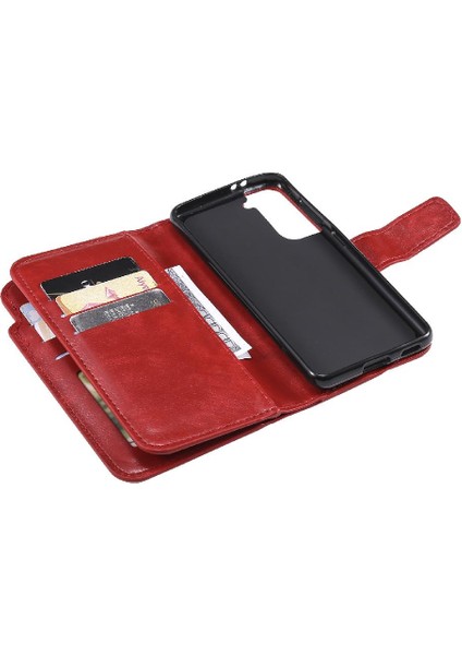 Samsung Galaxy S21 Kickstand Manyetik 9 Kart Yuvaları Pu Deri Kılıf (Yurt Dışından) fırsatları