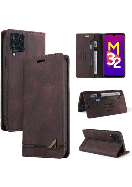 Samsung Galaxy M32 Premium Deri Kickstand Premium Deri Kılıf (Yurt Dışından)