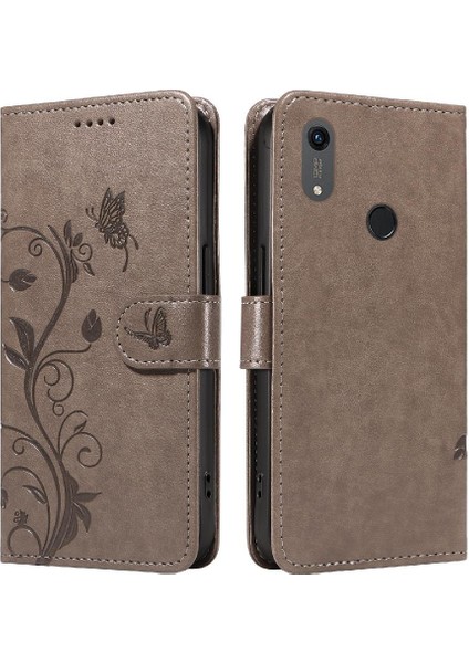 Huawei Y6 2019 Için Flip Case El Kayışı ile Kabartmalı Kelebek Yüksek ve (Yurt Dışından)