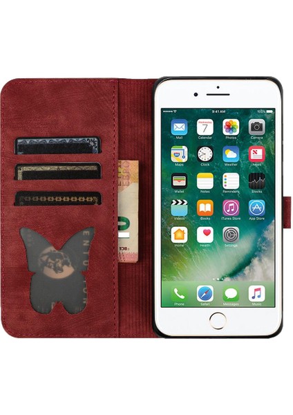 IPhone 6/6s Flip Folio Tutucu Kapak Kart Cep Kabartmalı Kedi (Yurt Dışından)