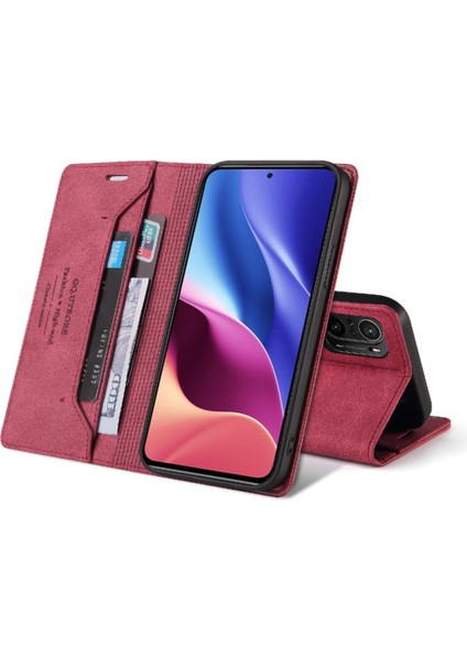 Xiaomi Poco F3 Kickstand Iki Kart Yuvaları Premium Deri Premium (Yurt Dışından)