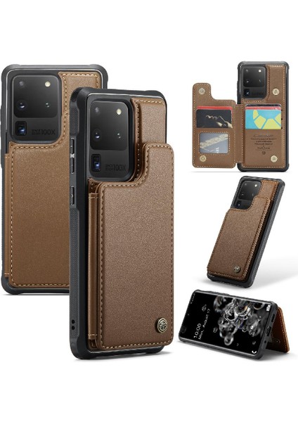 Samsung Galaxy S20 Ultra Kickstand Kart Tutucu Pu Için Caseme Cüzdan Kılıf (Yurt Dışından)
